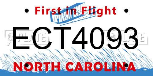 ECT4093 North Carolina License Plate