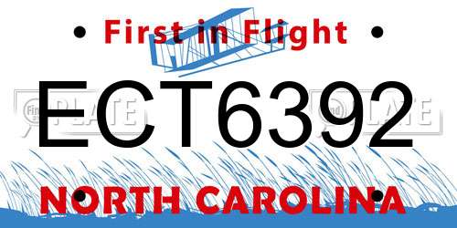 ECT6392 North Carolina License Plate
