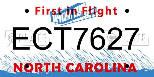ECT7627 North Carolina License Plate