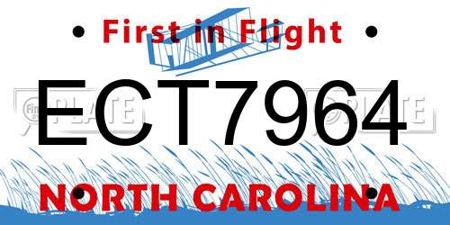 ECT7964 North Carolina License Plate