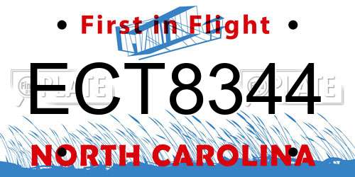 ECT8344 North Carolina License Plate