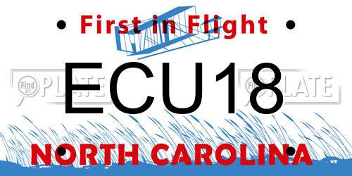 ECU18 North Carolina License Plate