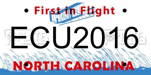 ECU2016 North Carolina License Plate