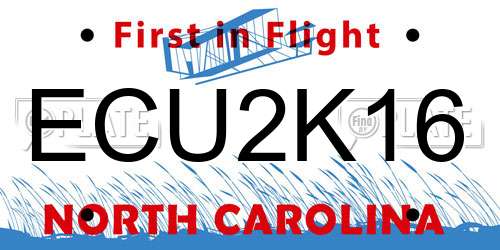 ECU2K16 North Carolina License Plate