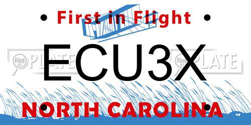 ECU3X North Carolina License Plate