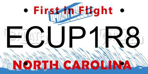 ECUP1R8 North Carolina License Plate