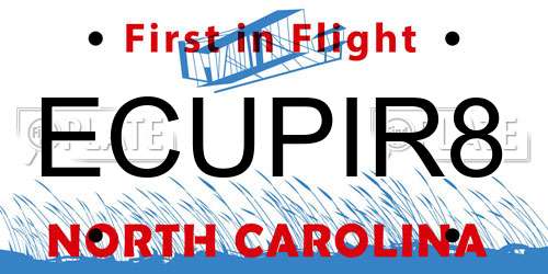 ECUPIR8 North Carolina License Plate