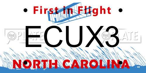 ECUX3 North Carolina License Plate