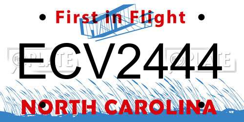 ECV2444 North Carolina License Plate