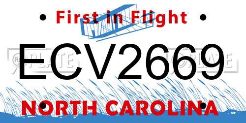 ECV2669 North Carolina License Plate
