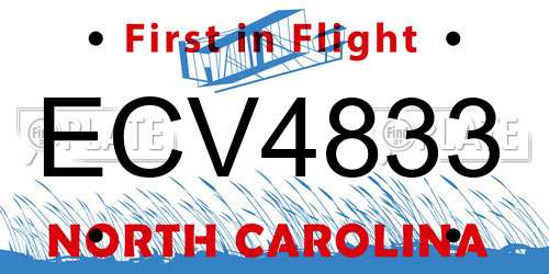 ECV4833 North Carolina License Plate