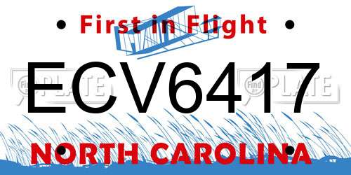 ECV6417 North Carolina License Plate