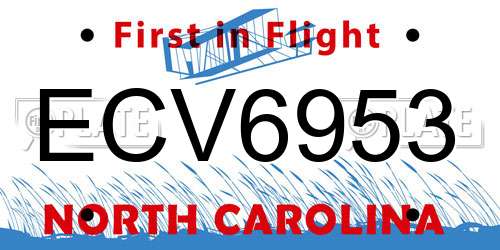 ECV6953 North Carolina License Plate