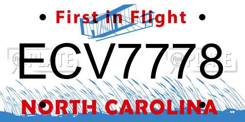 ECV7778 North Carolina License Plate