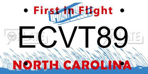 ECVT89 North Carolina License Plate