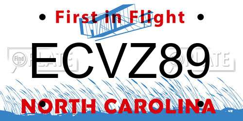 ECVZ89 North Carolina License Plate