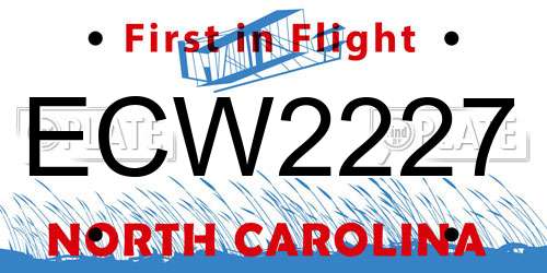 ECW2227 North Carolina License Plate