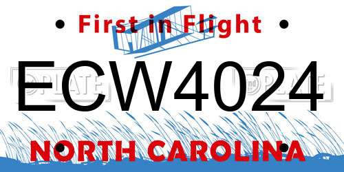 ECW4024 North Carolina License Plate