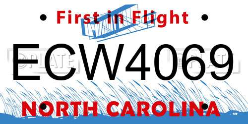 ECW4069 North Carolina License Plate