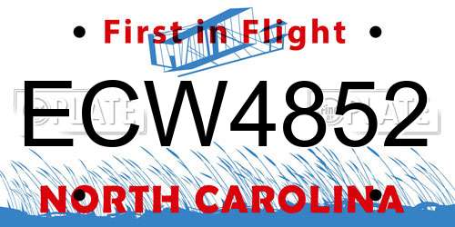 ECW4852 North Carolina License Plate