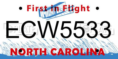 ECW5533 North Carolina License Plate