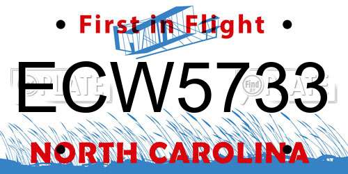 ECW5733 North Carolina License Plate