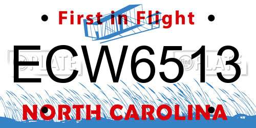 ECW6513 North Carolina License Plate