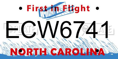 ECW6741 North Carolina License Plate