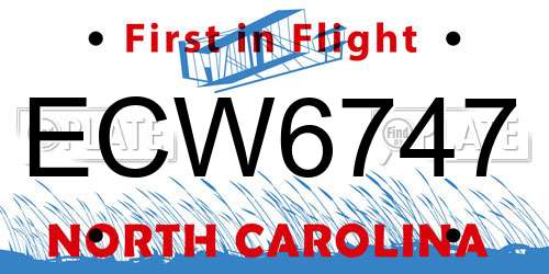 ECW6747 North Carolina License Plate