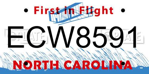 ECW8591 North Carolina License Plate