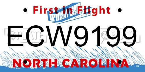 ECW9199 North Carolina License Plate