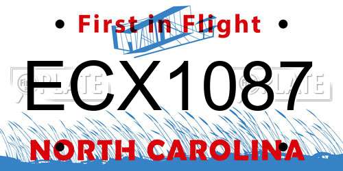 ECX1087 North Carolina License Plate