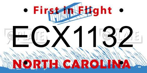 ECX1132 North Carolina License Plate