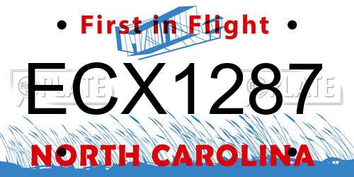 ECX1287 North Carolina License Plate