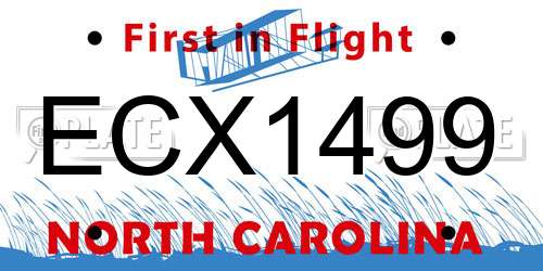 ECX1499 North Carolina License Plate