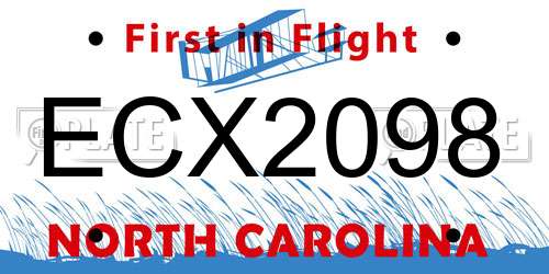 ECX2098 North Carolina License Plate