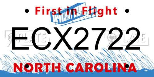 ECX2722 North Carolina License Plate