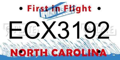 ECX3192 North Carolina License Plate