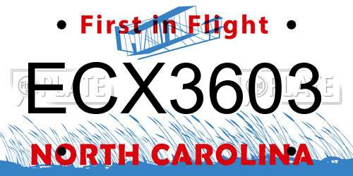 ECX3603 North Carolina License Plate