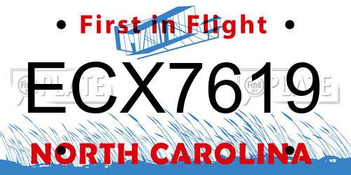 ECX7619 North Carolina License Plate