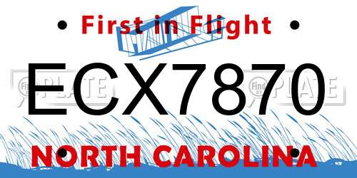 ECX7870 North Carolina License Plate