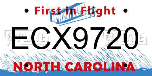 ECX9720 North Carolina License Plate