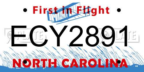 ECY2891 North Carolina License Plate