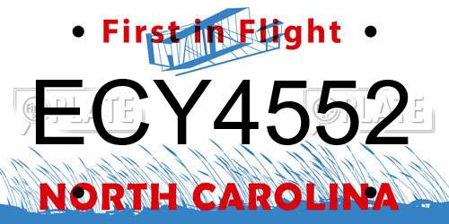 ECY4552 North Carolina License Plate