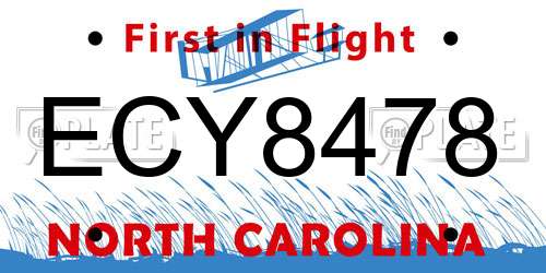 ECY8478 North Carolina License Plate