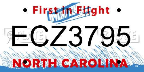ECZ3795 North Carolina License Plate
