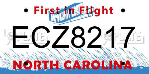 ECZ8217 North Carolina License Plate