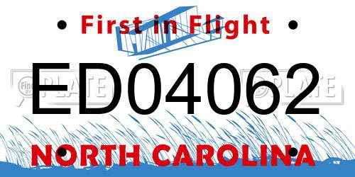 ED04062 North Carolina License Plate