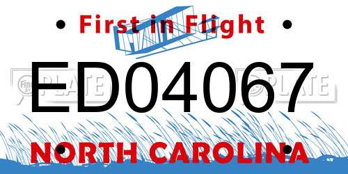 ED04067 North Carolina License Plate