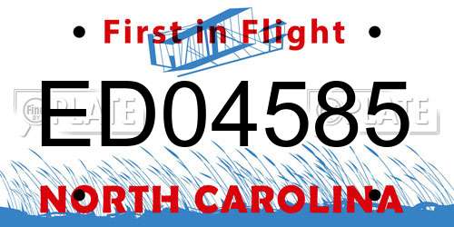 ED04585 North Carolina License Plate